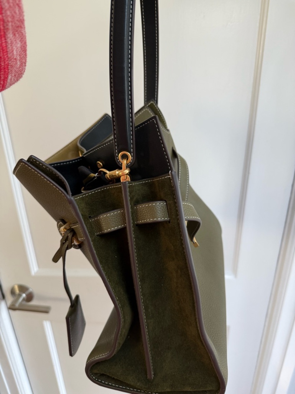 Tory Burch Lee Radziwill Double Bag in Leccio Green with two straps - Picture 8 of 14